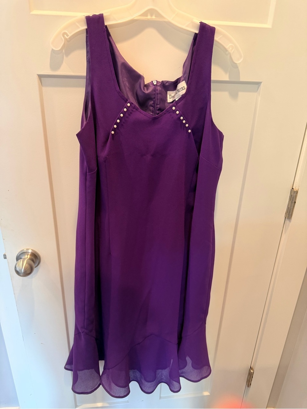 Danny & Nicole Purple Pearl Accent Chiffon Dress Size 16